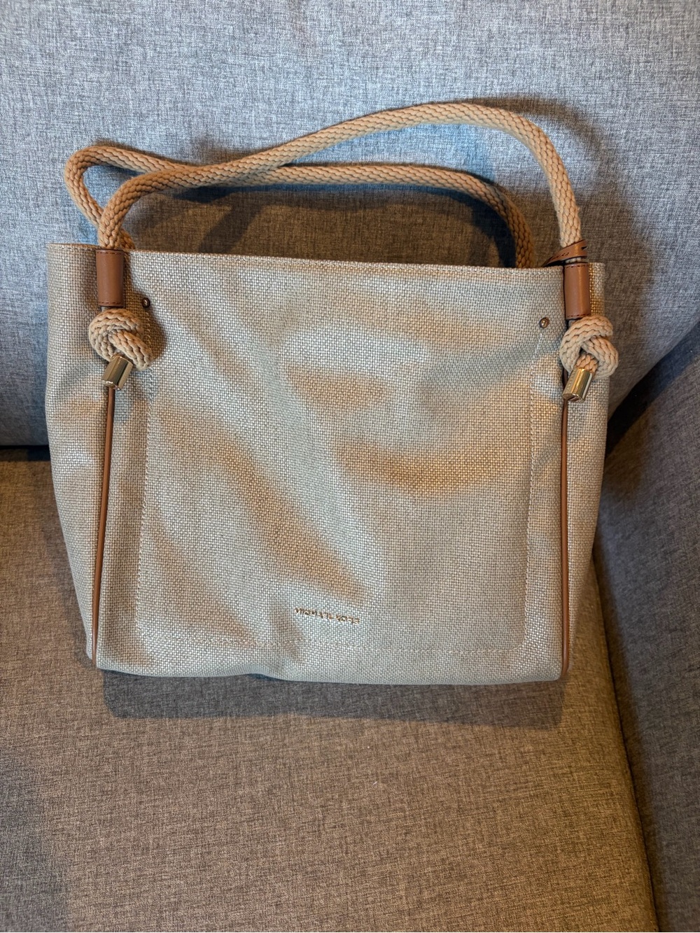 Michael Kors Taupe Canvas Rope-Handle Tote